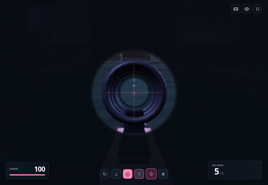 Vue FPS grossie par la lunette ×4 de LANCE dans Pink War